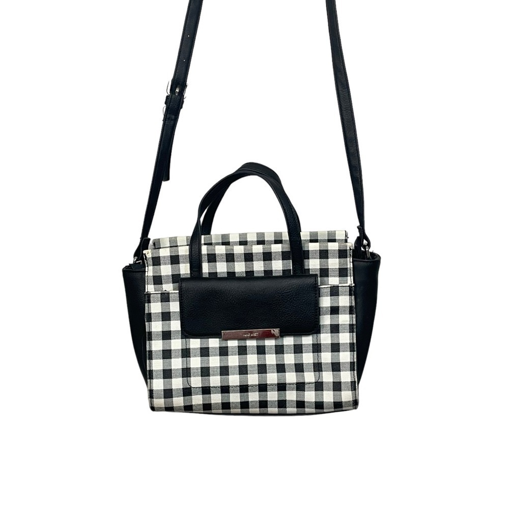 Nine West Gingham Checkered Black White Handbag